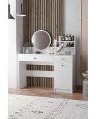 Table de maquillage Harmony 2 Round blanche - 124x135x40 cm