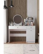 Table de maquillage Harmony 2 Round blanche - 124x135x40 cm