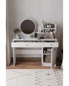 Table de maquillage Harmony 2 Round blanche - 124x135x40 cm