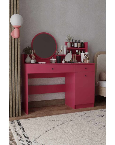 Table de maquillage Harmony 2 Round Raspberry framboise - 124x135x40 cm