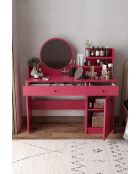 Harmony 2 Runder Schminktisch, Himbeer, 124 x 135 x 40 cm