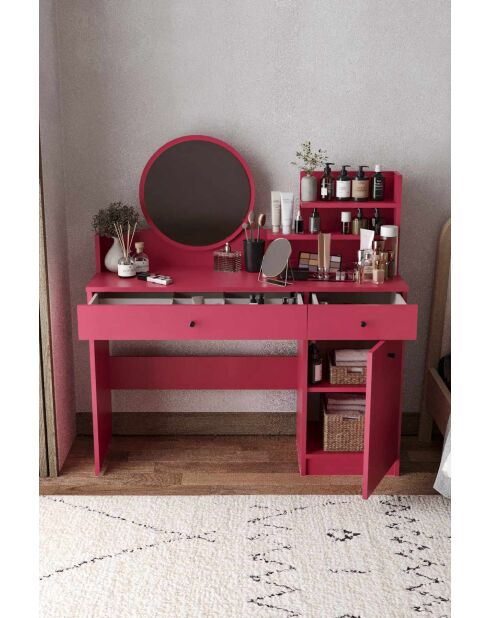 Table de maquillage Harmony 2 Round Raspberry framboise - 124x135x40 cm