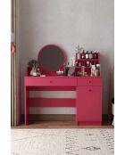 Harmony 2 Runder Schminktisch, Himbeer, 124 x 135 x 40 cm