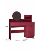 Harmony 2 Runder Schminktisch, Himbeer, 124 x 135 x 40 cm