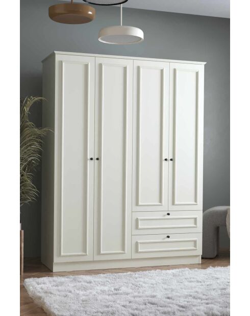 Garde robe Mira 182 blanche - 140x182x54cm