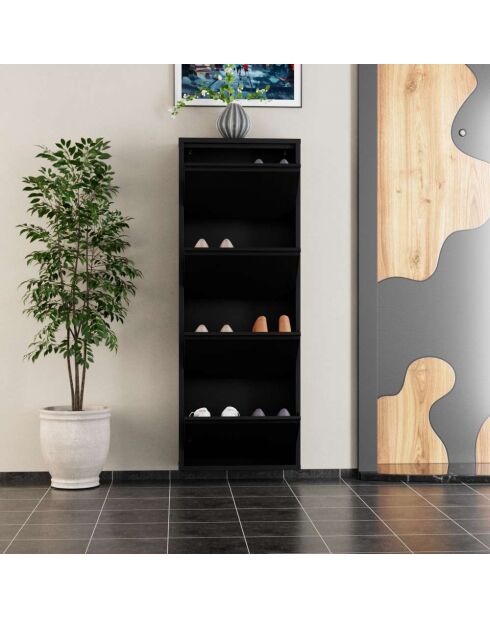 Meuble à chaussures 4 Piece Metal noir - 50x136x15 cm