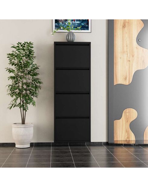 Meuble à chaussures 4 Piece Metal noir - 50x136x15 cm