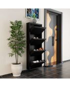 Meuble à chaussures 4 Piece Metal noir - 50x136x15 cm