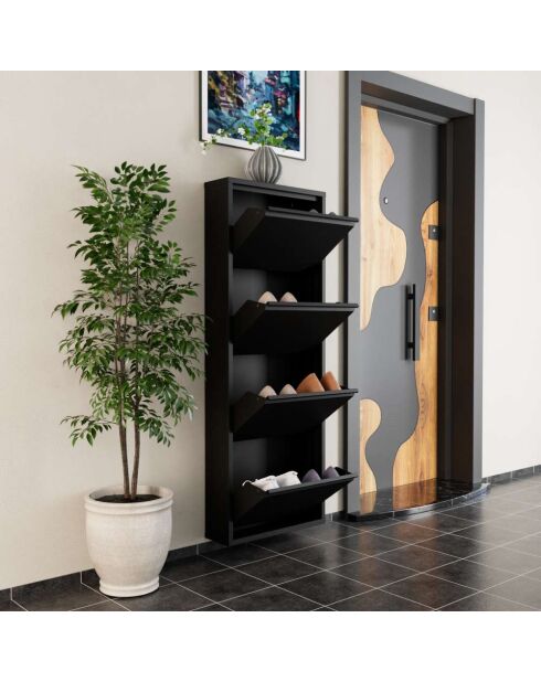 Meuble à chaussures 4 Piece Metal noir - 50x136x15 cm