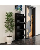 Meuble à chaussures 4 Piece Metal noir - 50x136x15 cm