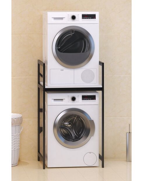 Meuble pour machine à laver C7 blanc/noir - 70x116x60 cm