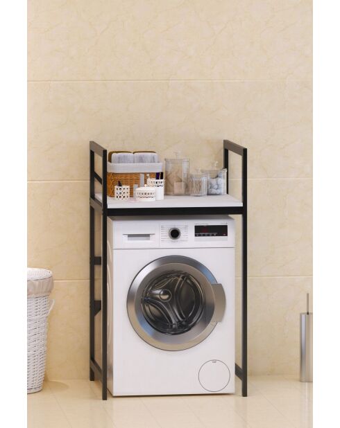 Meuble pour machine à laver C7 blanc/noir - 70x116x60 cm