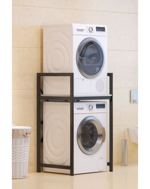 Meuble pour machine à laver C7 blanc/noir - 70x116x60 cm