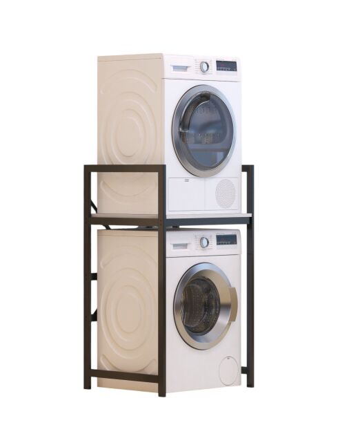 Meuble pour machine à laver C7 blanc/noir - 70x116x60 cm