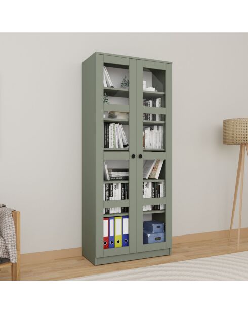 Armoire multifonctionnelle Lucas Glass 1600 76 verte - 80x190x37 cm