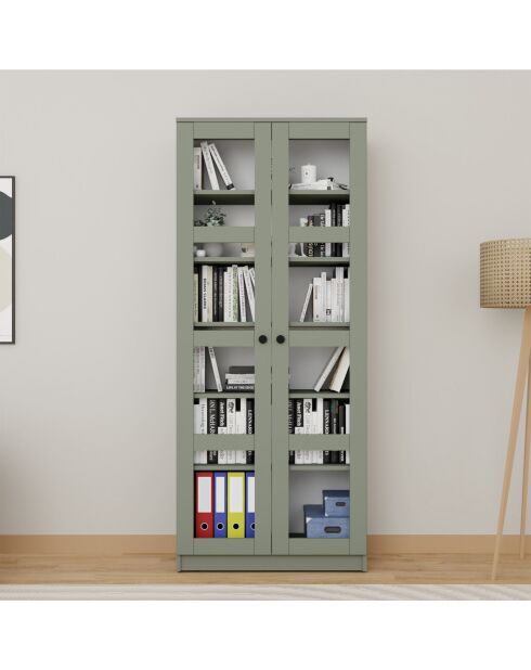 Armoire multifonctionnelle Lucas Glass 1600 76 verte - 80x190x37 cm