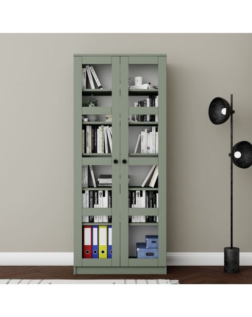 Armoire multifonctionnelle Lucas Glass 1600 76 verte - 80x190x37 cm