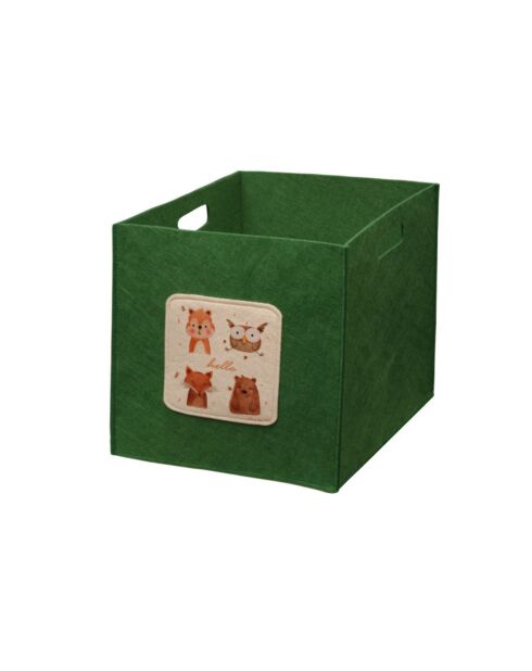 Panier en feutre HMY 6258 vert/crème - 30x30x30 cm