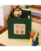 Panier en feutre HMY 6258 vert/crème - 30x30x30 cm