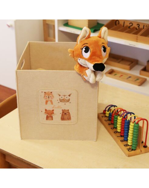 Panier en feutre HMY 6258 vert/crème - 30x30x30 cm