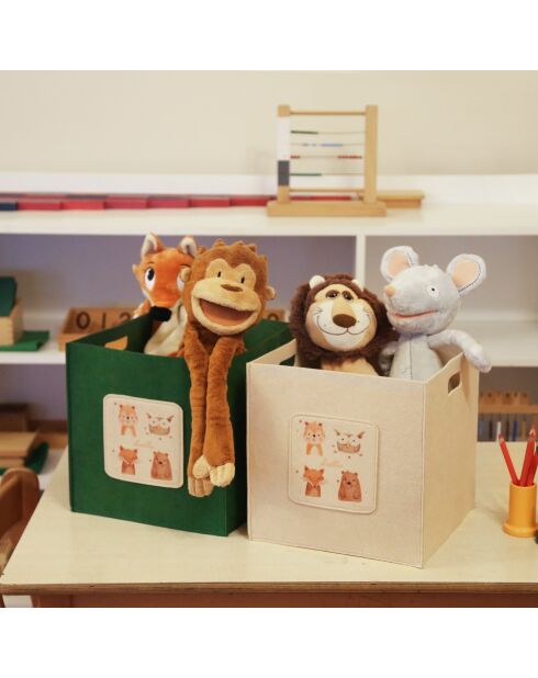 Panier en feutre HMY 6258 vert/crème - 30x30x30 cm