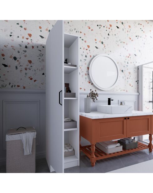 Garde robe Yaman 1 Door blanche - 40 x182 x47 cm