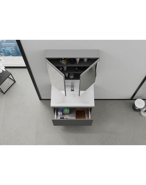 Ensemble de meubles de salle de bain (2 pièces) Bellezza 80 gris mat - 77x70x14cm