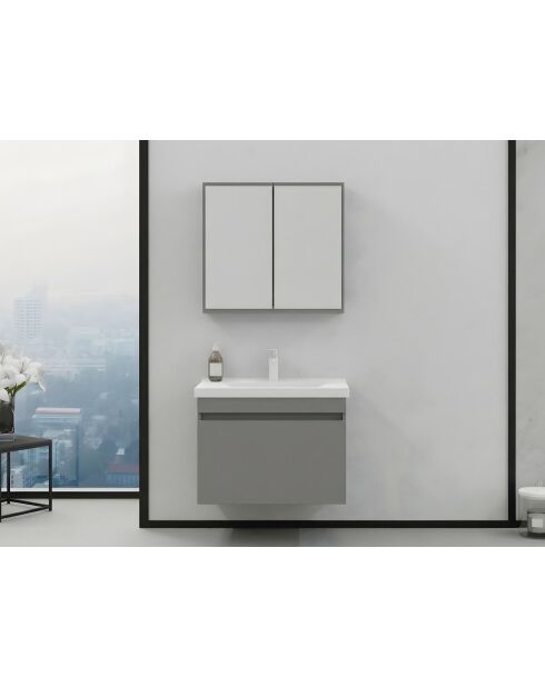Ensemble de meubles de salle de bain (2 pièces) Bellezza 80 gris mat - 77x70x14cm