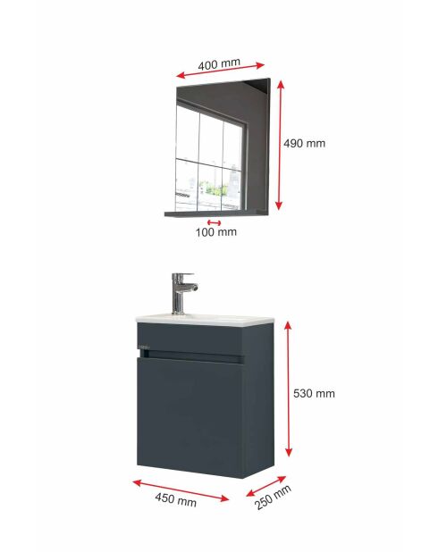 Armoire de toilette Fit anthracite - 40x49x10 cm