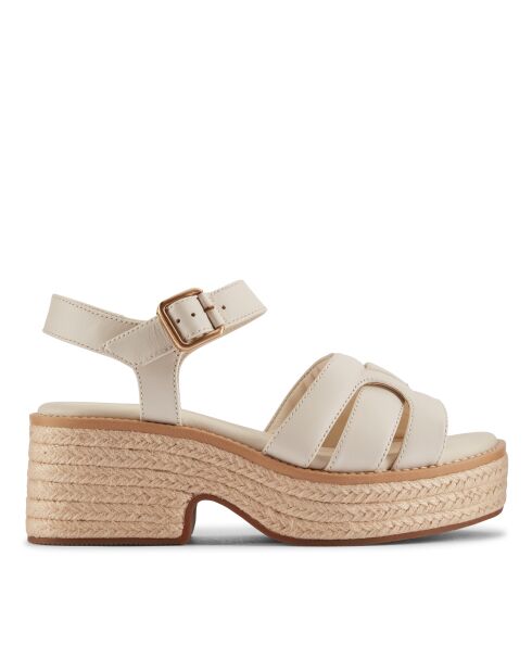 Sandalias Coledale Strap de piel color crema, tacón de 6,5 cm