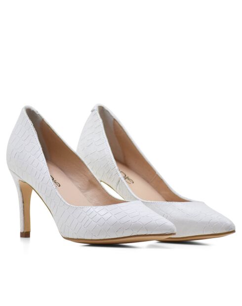 76572 Décolleté bianche in pelle di coccodrillo - Tacco: 8 cm