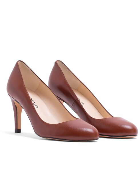 Pumps tibetane 12619 marroni in pelle - Tacco: 7cm