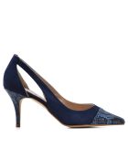 Pumps in pelle di serpente blu marino 14787CU - Tacco: 7,5 cm