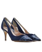 Pumps in pelle di serpente blu marino 14787CU - Tacco: 7,5 cm