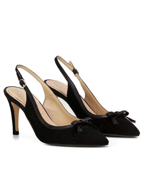 Dumps F-4256 in pelle scamosciata nera - Tacco: 8cm