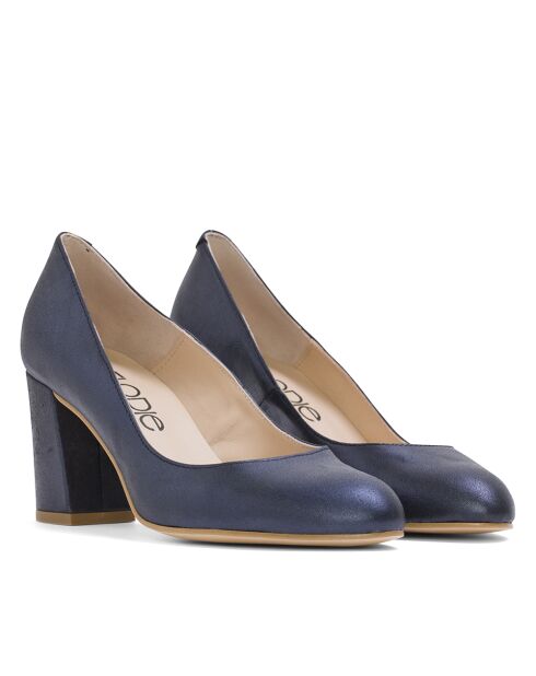 12619 Dumps in pelle color blu scuro - Tacco: 7 cm