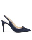 Dumps Aube F-4256 in pelle scamosciata blu marino - Tacco: 8 cm