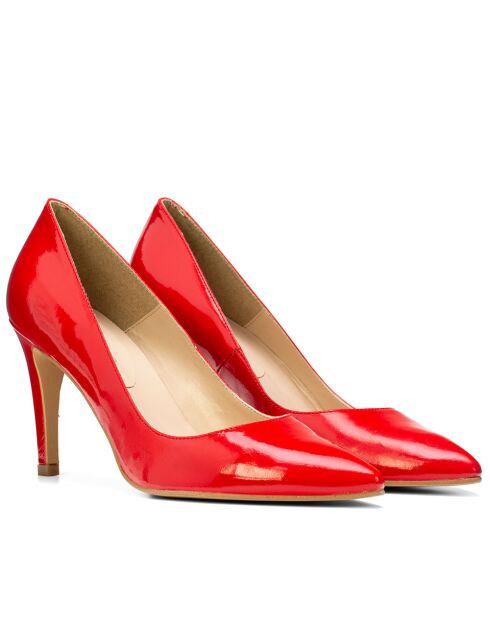 Dumps F-4253 in pelle verniciata rossa - Tacco: 7 cm