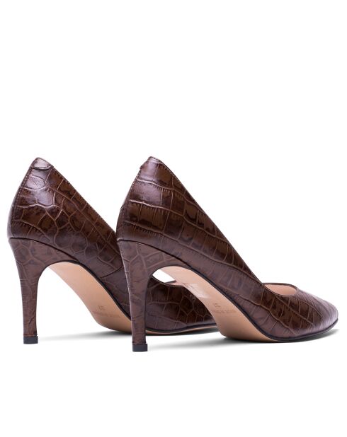 76572 Dumps marroni in pelle di coccodrillo - Tacco: 8 cm