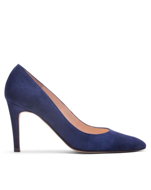 F-4253 Marineblauwe suède pumps - Hak: 7 cm