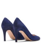 F-4253 Marineblauwe suède pumps - Hak: 7 cm