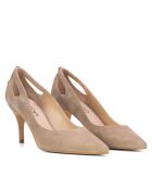 Escarpins 14786 en Daim taupe - Talon : 7cm