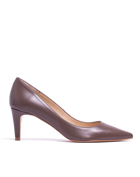 Escarpins 13370 en Cuir Nappa taupe