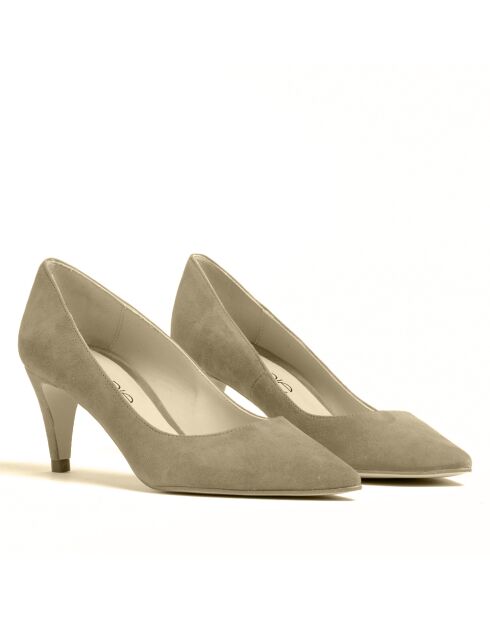 Escarpins 13370 en cuir daim taupe