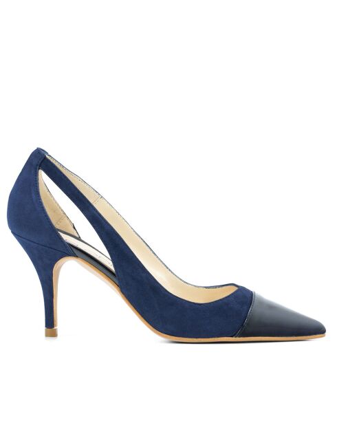 14787 Dumps in vernice blu navy/pelle scamosciata - Tacco: 7cm
