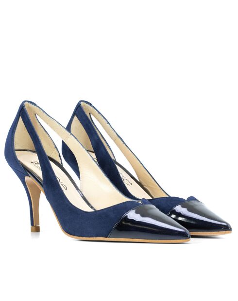 14787 Dumps in vernice blu navy/pelle scamosciata - Tacco: 7cm