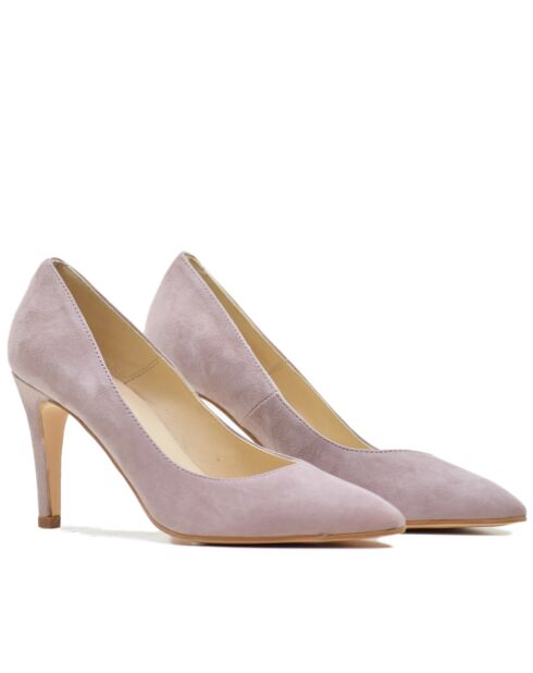F-4253 pumps van nude-suède leer - Hak: 7 cm