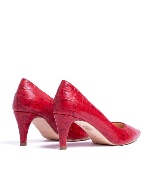 13370 Pumps rosse in pelle di coccodrillo