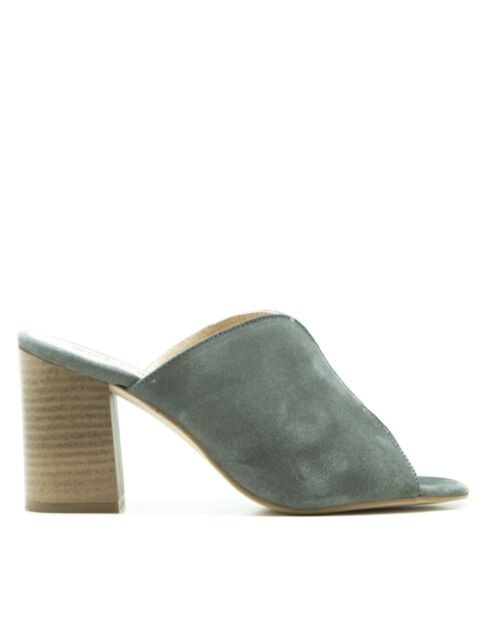 SD-104 muiltjes met grijze suède hak - Hak: 8 cm