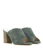 SD-104 muiltjes met grijze suède hak - Hak: 8 cm